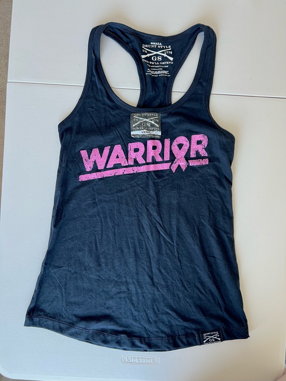 Grunt Style // NWOT Women's Breast Cancer Awareness Graphic Racerback Tank Top - Picture 3 of 6